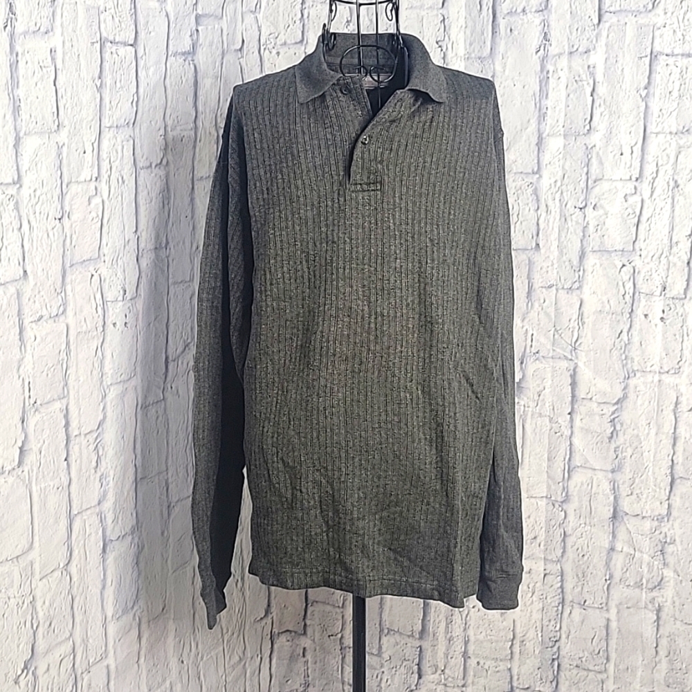 PIERRE CARDIN Gray‎ 2 Button Pullover Shirt Men's Small